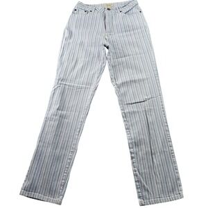 St‎ John's Bay Stretch Striped Jeans Women's Size 6 Blue White Casual Pants